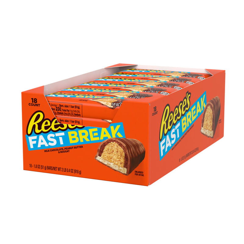 Reese's Reese's Fast Break Milk Chocolate Peanut Butter & Nougat Candy Bars – 18ct Candy & Chocolate White Smoke