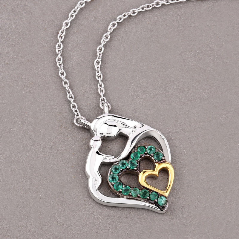 Bids.com 0.24 Carat Genuine Emerald .925 Sterling Silver Pendant Pendants Rosy Brown size 18.00