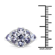 Bids.com 2.07 Carat Genuine Tanzanite .925 Sterling Silver Ring Rings White Smoke size 6.00,size 7.00,size 8.00,size 9.00