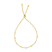 Bids.com 14k Tri-Color Gold Textured Bead Station Lariat Bracelet Bracelets White Smoke 9.25 / Tri-Color Gold