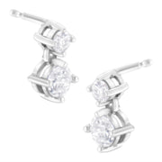 Bids.com 14K White Gold 1 cttw Double Diamond Stud Earrings (H-I Clarity, SI2-I1 Color) Earrings White Smoke White.Gold / 1