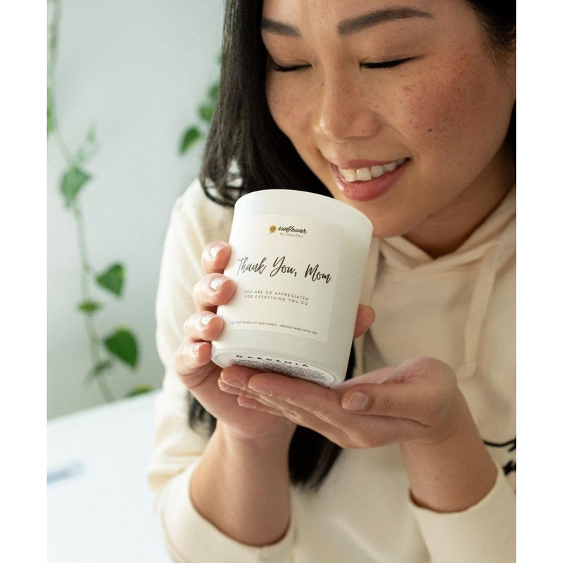 Sunflower Motherhood Thank You Mom Candle Candles Light Gray