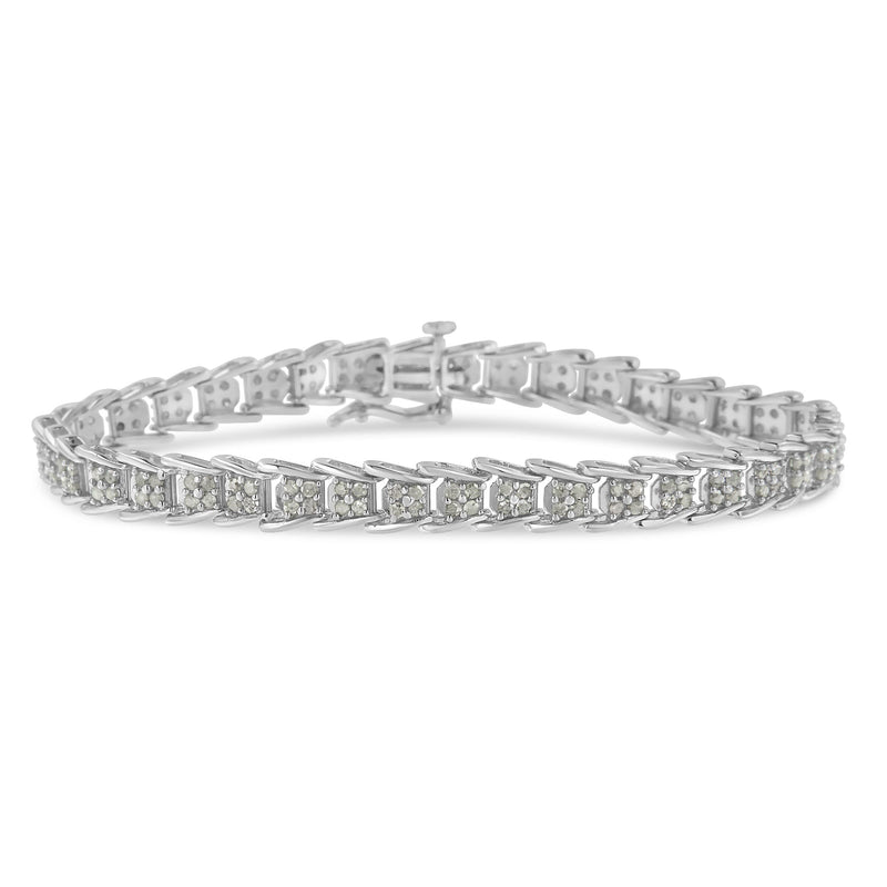 Bids.com 10k White Gold 2 cttw Diamond Fan-Shaped Link Tennis Bracelet (I-J Clarity, I3 Color) - Size 7.25" Bracelets White Smoke White.Gold / 7.25