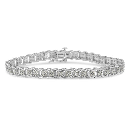 Bids.com 10k White Gold 2 cttw Diamond Fan-Shaped Link Tennis Bracelet (I-J Clarity, I3 Color) - Size 7.25" Bracelets White Smoke White.Gold / 7.25