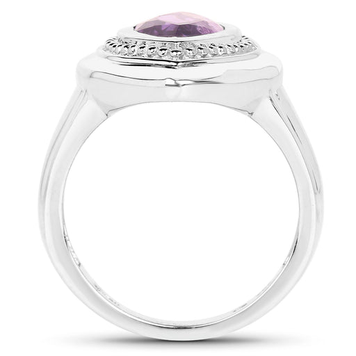 Bids.com 2.00 Carat Genuine Amethyst .925 Sterling Silver Ring Rings White Smoke size 6.00,size 7.00,size 8.00,size 9.00,size 5.00