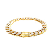 Bids.com 14k Two Tone Gold 8 1/4 inch Curb Chain Bracelet with White Pave Bracelets White Smoke 8.25 / Two-Tone Gold