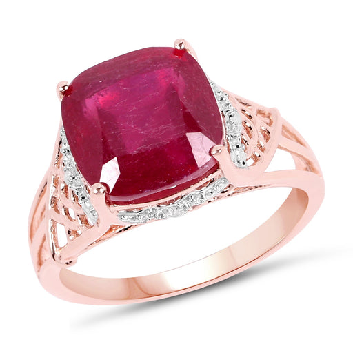 Bids.com 14K Rose Gold Plated 5.54 Carat Genuine Glass Filled Ruby & White Topaz .925 Sterling Silver Ring Rings White Smoke size 6.00,size 7.00,size 8.00,size 9.00,size 5.00
