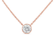 Bids.com 10K White Gold 1/10 Carat Round Brilliant-Cut Diamond Modern Bezel-Set Solitaire 16"-18" Pendant Necklace (H-I Color, SI2-I1 Clarity) Necklaces White Smoke 18 / Rose.Gold,18 / White.Gold,18 / Yellow.Gold