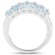 Bids.com 2.29 Carat Genuine Blue Topaz & White Topaz .925 Sterling Silver Ring Rings White Smoke size 7.00,size 8.00,size 9.00,size 6.00