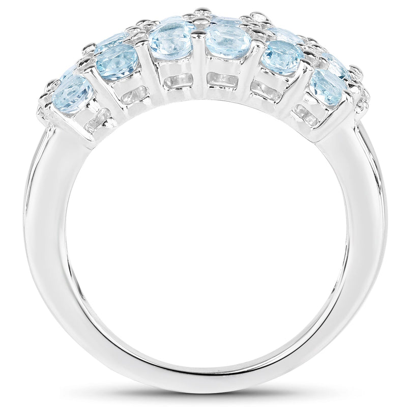 Bids.com 2.29 Carat Genuine Blue Topaz & White Topaz .925 Sterling Silver Ring Rings White Smoke size 7.00,size 8.00,size 9.00,size 6.00