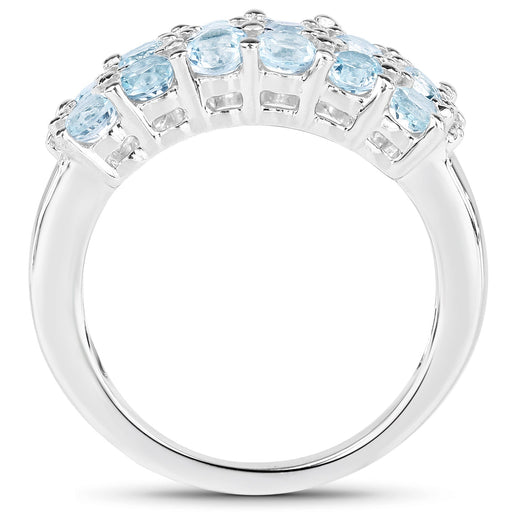 Bids.com 2.29 Carat Genuine Blue Topaz & White Topaz .925 Sterling Silver Ring Rings White Smoke size 7.00,size 8.00,size 9.00,size 6.00