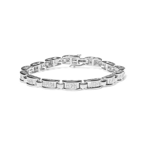 Bids.com 14K White Gold 3.0 Cttw Invisible Set Princess Cut Diamond Link and Buckle 7.25" Tennis Bracelet (I-J Color, I1-I2 Clarity) Bracelets White Smoke White.Gold / 7.25