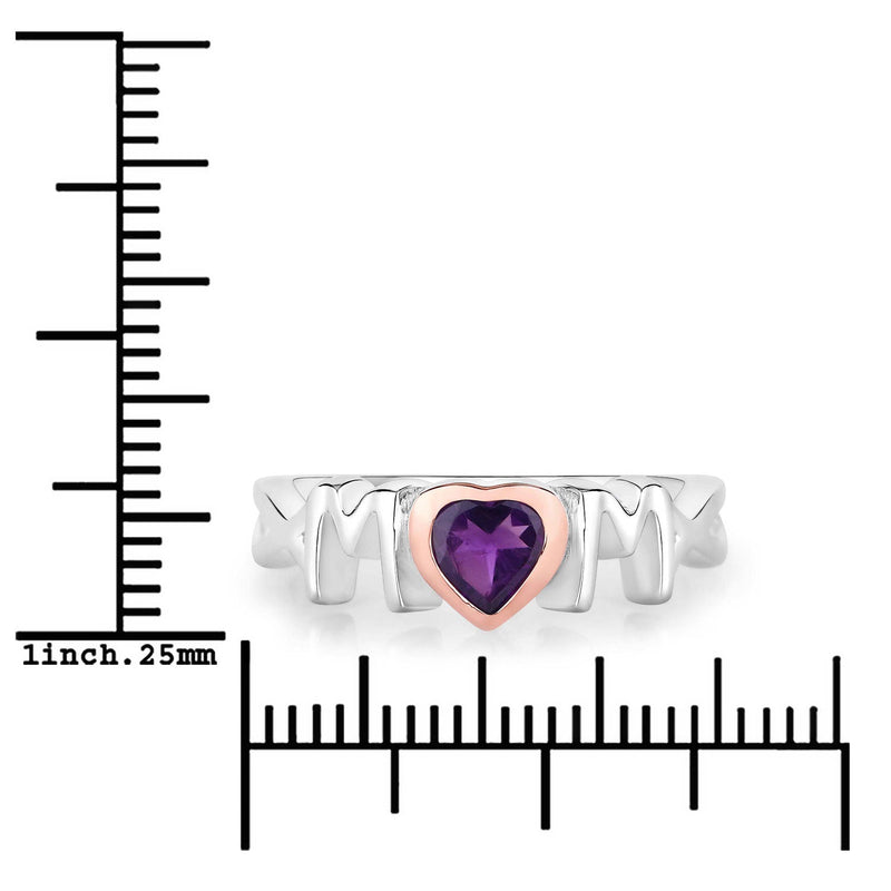 Bids.com 0.43 Carat Genuine Amethyst .925 Sterling Silver Ring Rings White Smoke size 6.00,size 7.00,size 8.00