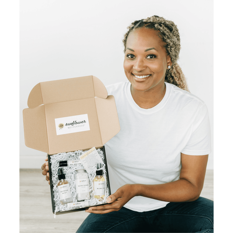 Sunflower Motherhood Self Care Gift Box Bath & Body Gift Set Light Gray