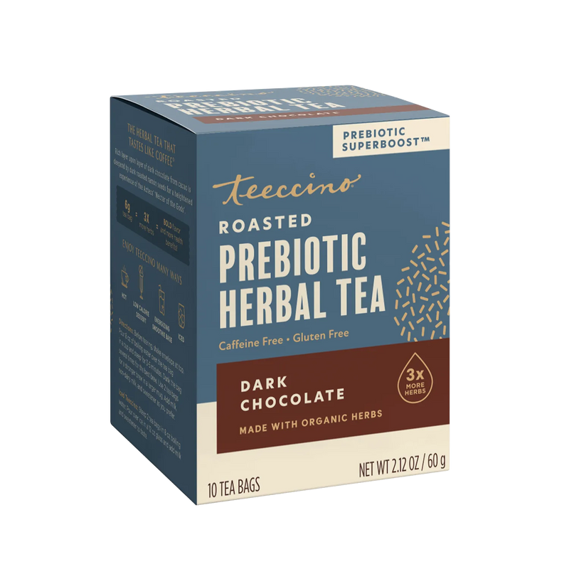 Teeccino Dark Chocolate Prebiotic SuperBoost Herbal Tea Herbal Tea Dim Gray 25 tea bags,10 tea bags