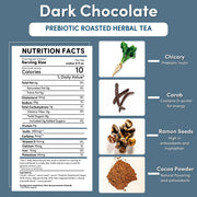 Teeccino Dark Chocolate Prebiotic SuperBoost Herbal Tea Herbal Tea White Smoke 25 tea bags,10 tea bags