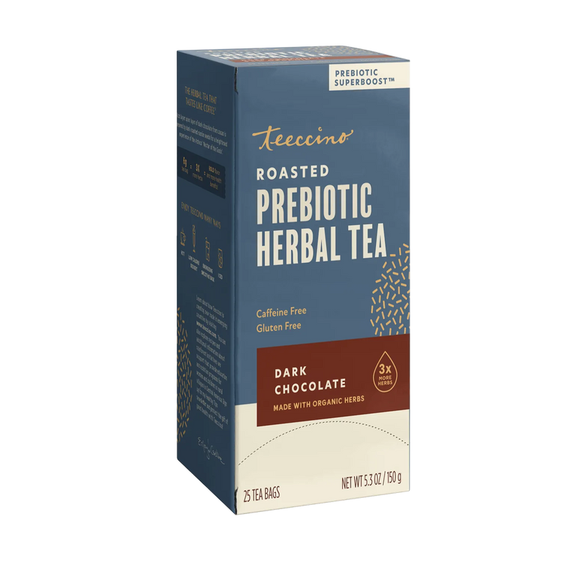 Teeccino Dark Chocolate Prebiotic SuperBoost Herbal Tea Herbal Tea Dim Gray 25 tea bags,10 tea bags