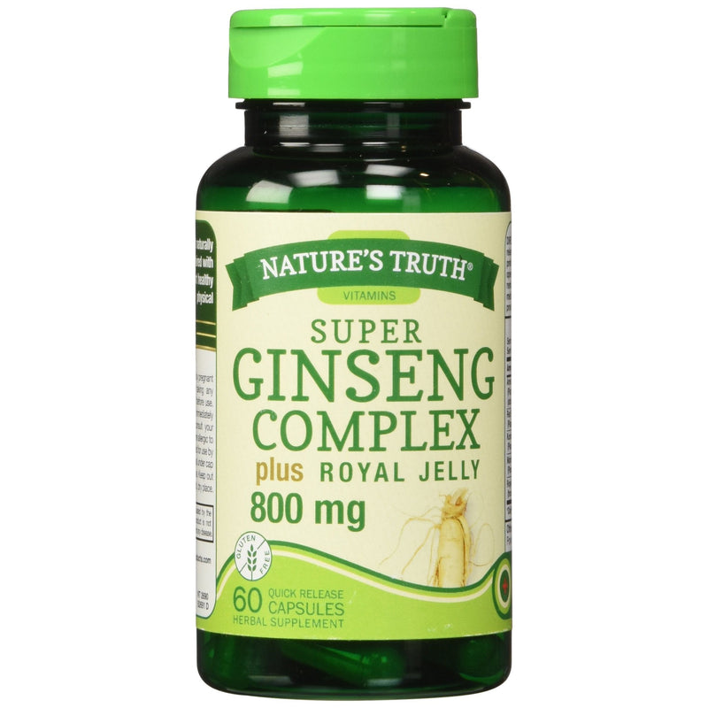 Nature's Truth Nature's Truth Super Ginseng Complex Plus Royal Jelly 800 Mg Quick Release Capsules Vitamins & Supplements Black