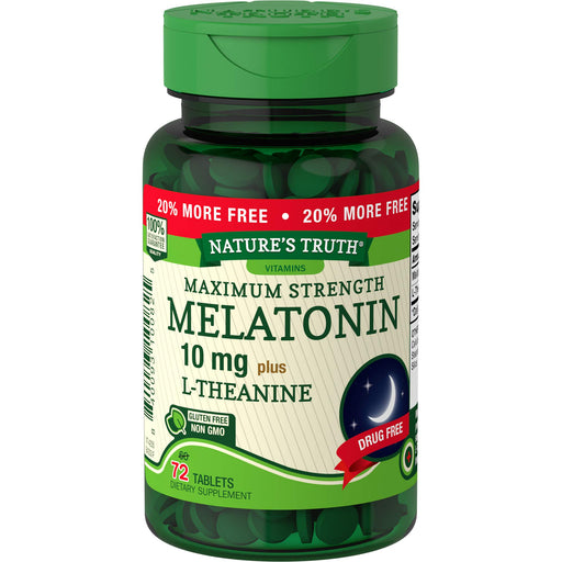 Nature's Truth Nature's Truth® Sleep Melatonin Plus L-Theanine – 10 mg (72 Tablets) Health & Beauty White Smoke