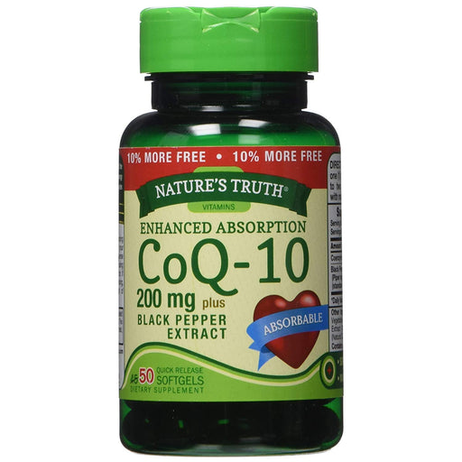 Nature's Truth Nature's Truth CoQ-10 + Black Pepper Extract 200Mg Softgels 45+5 Bonus Vitamins & Supplements White Smoke