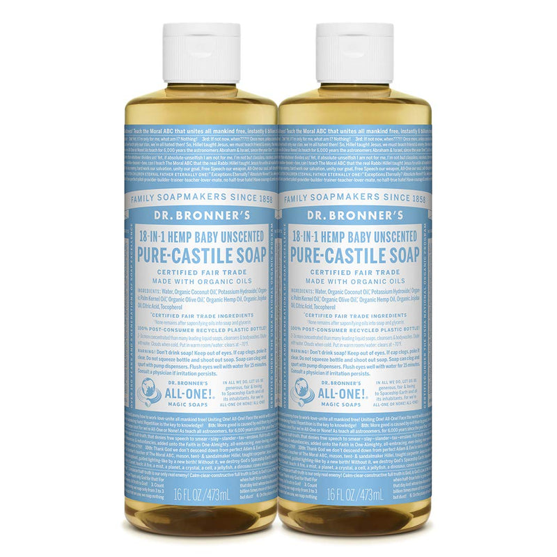 Dr. Bronner's Dr. Bronner's Pure Castile Liquid Soap Baby Mild Unscented -- 16 Fl Oz Bath & Body White Smoke