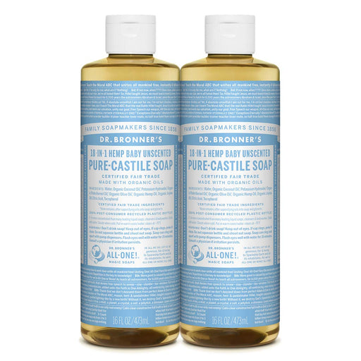 Dr. Bronner's Dr. Bronner's Pure Castile Liquid Soap Baby Mild Unscented -- 16 Fl Oz Bath & Body White Smoke