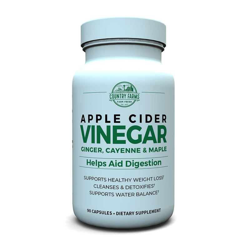 Country Farms Apple Cider Vinegar 500mg, 90 Capsules - Natural Weight Management & Digestive Support Vitamins & Supplements White Smoke