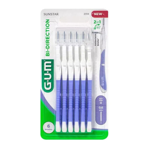 Gum GUM Bi-Direction Interdental Brush Size 2 - 0.9mm x6 Interdental Brushes White Smoke