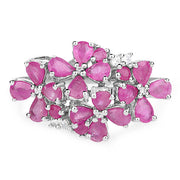 Bids.com 3.51 Carat Genuine Ruby and White Zircon .925 Sterling Silver Ring Rings White Smoke size 6.00,size 7.00,size 8.00,size 5.00,size 9.00