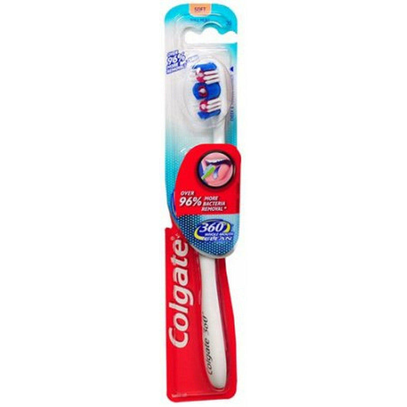 Colgate Colgate 360 Whole Mouth Clean Toothbrush, Soft Bristles, 1 Count – Manual Toothbrush with Tongue and Cheek Cleaner Toothbrushes White Smoke