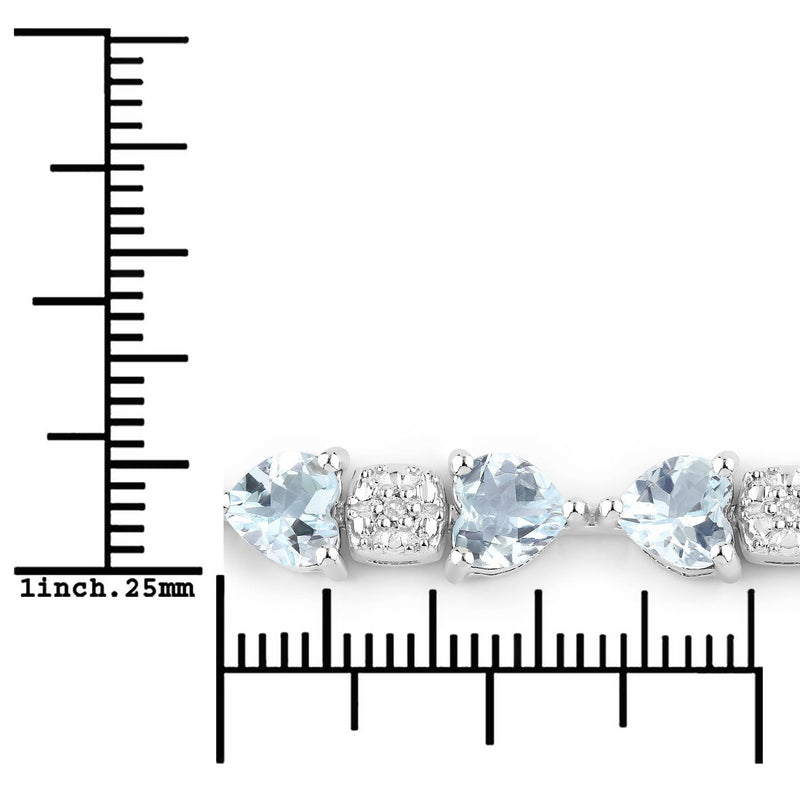 Bids.com 7.36 Carat Genuine Aquamarine and White Diamond .925 Sterling Silver Bracelet Bracelets White Smoke size 7.25