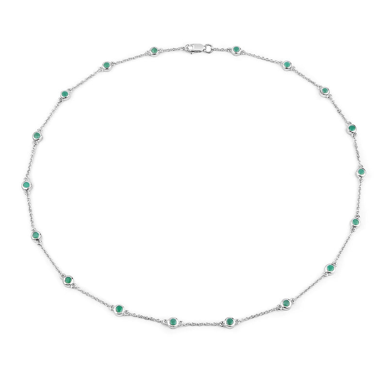Bids.com 1.80 Carat Genuine Emerald .925 Sterling Silver Necklace Necklaces White Smoke size 18.00