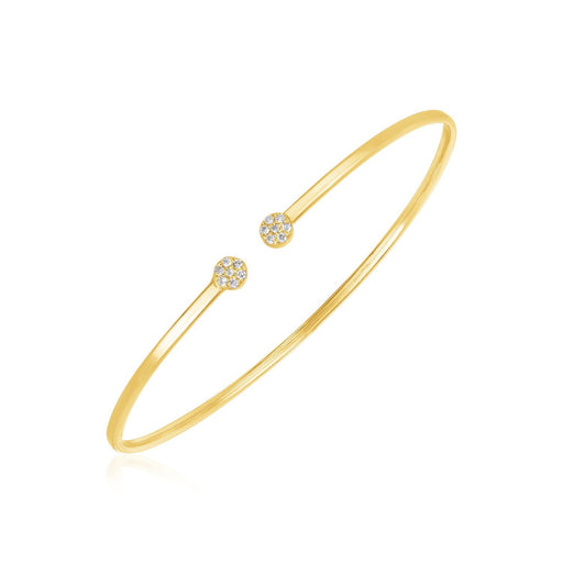 Bids.com 14k Yellow Gold High Polish Diamond Cluster Bangle (2mm) Bracelets White Smoke Yellow Gold