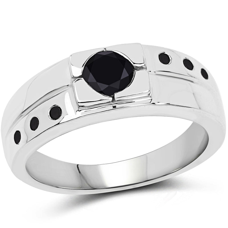 Bids.com 0.56 Carat Genuine Black Diamond .925 Sterling Silver Ring Rings White Smoke size 9.00,size 6.00,size 7.00,size 8.00