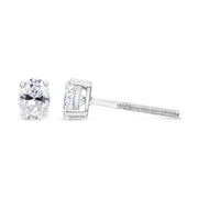 Bids.com 14K White Gold 1.00 Cttw Lab Grown Oval Solitaire Diamond Stud Earrings (F-G Color, VS2-SI1 Clarity) Earrings White Smoke White.Gold / 0.5