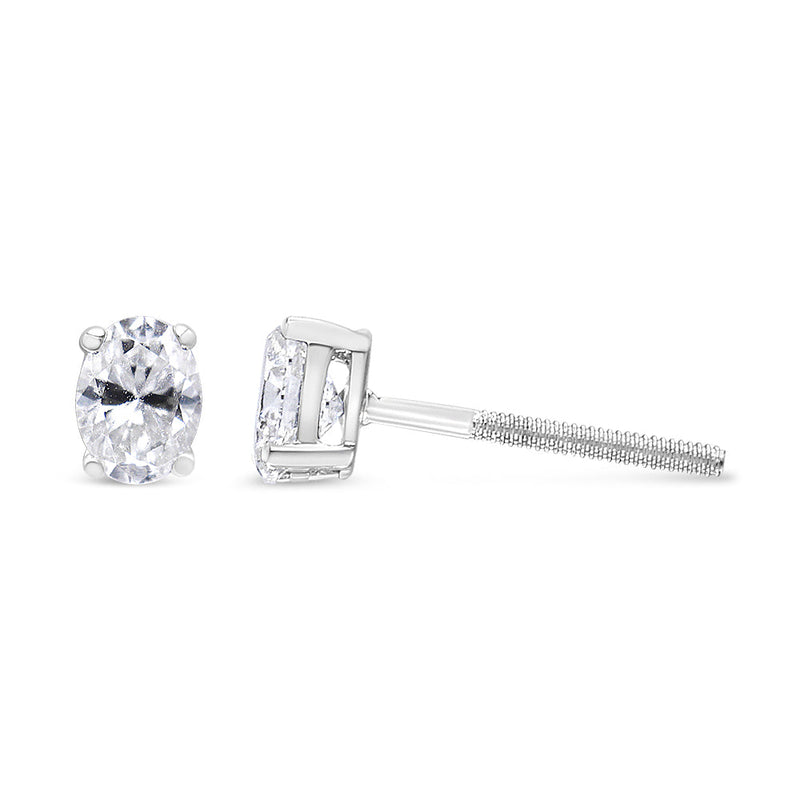 Bids.com 14K White Gold 1.00 Cttw Lab Grown Oval Solitaire Diamond Stud Earrings (F-G Color, VS2-SI1 Clarity) Earrings White Smoke White.Gold / 0.5