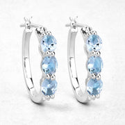 Bids.com 1.75 Carat Genuine Aquamarine and White Diamond .925 Sterling Silver Earrings Earrings White Smoke