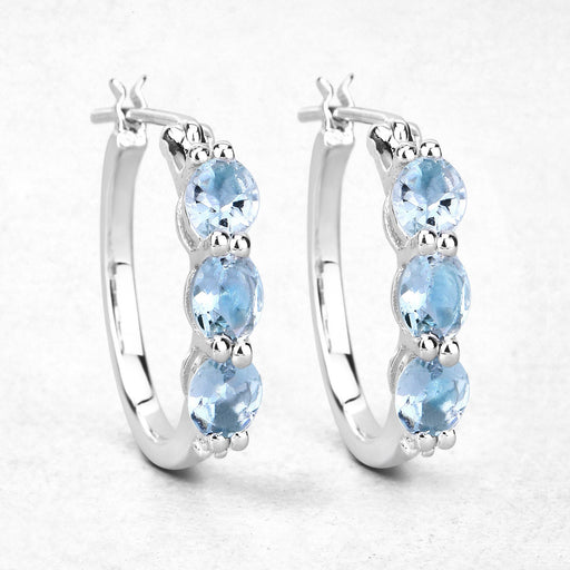 Bids.com 1.75 Carat Genuine Aquamarine and White Diamond .925 Sterling Silver Earrings Earrings White Smoke