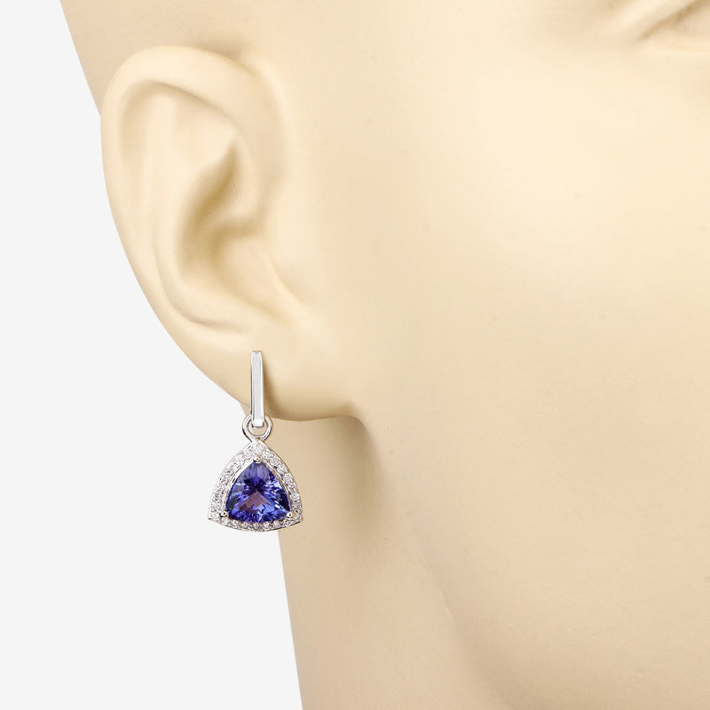 Bids.com 3.86 Carat Genuine Tanzanite and White Diamond 14K White Gold Earrings Earrings Wheat