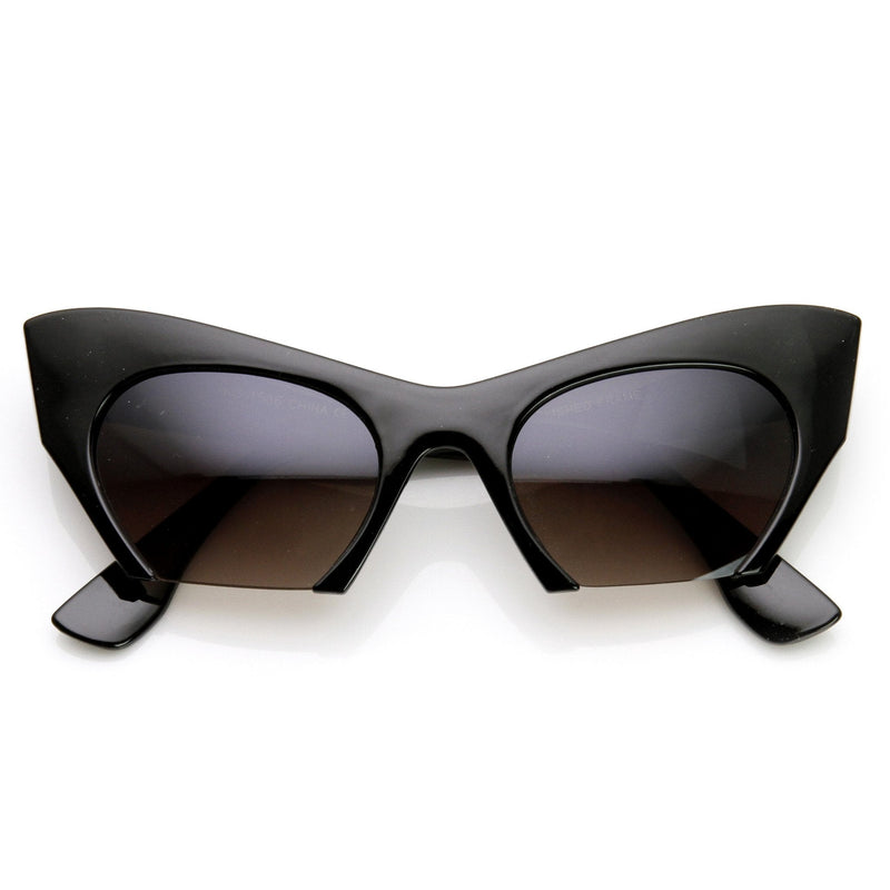 zeroUV Women's Modern Cat Eye Bottom Cut Sunglasses 9232 Sunglasses White Smoke Black