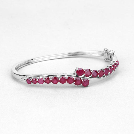 Bids.com 9.10 Carat Glass Filled Ruby .925 Sterling Silver Bangle Bracelets White Smoke size 7.00,size 8.00,size 8.50