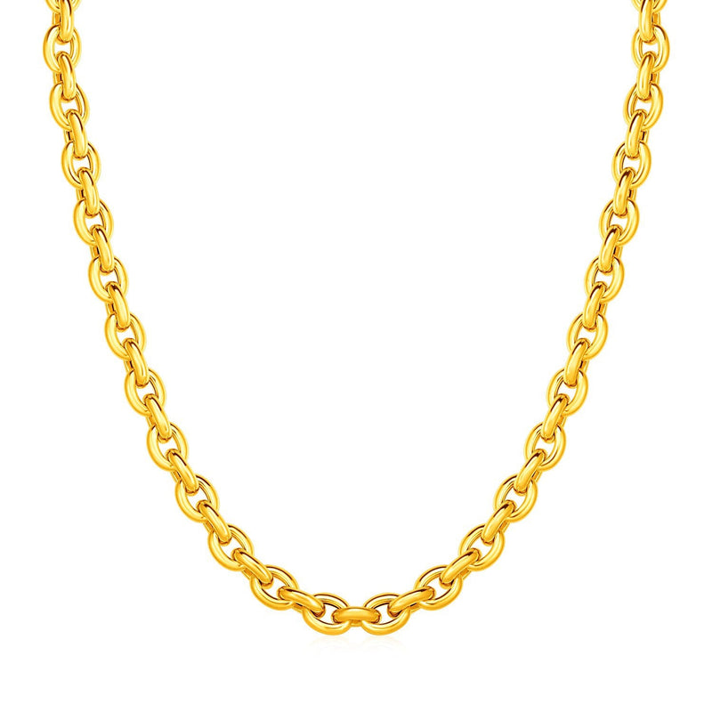 Bids.com 14k Yellow Gold Polished Oval Link Necklace Necklaces White Smoke 18 / Yellow Gold