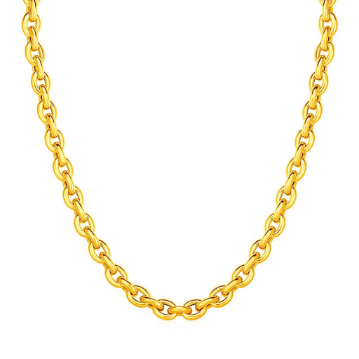 Bids.com 14k Yellow Gold Polished Oval Link Necklace Necklaces White Smoke 18 / Yellow Gold
