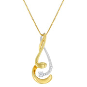 Bids.com Espira 10K Two-Tone Gold 1/10 cttw Round Cut Diamond Swirl Pendant Necklace (I-J, I2-I3) Necklaces White Smoke YellowWhite.Gold / 18