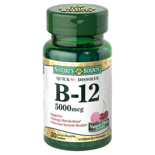 Nature's Bounty Nature's Bounty Vitamin B-12 5000 Mcg Quick Dissolve Tablets, Natural Cherry Flavor Vitamins & Supplements White Smoke
