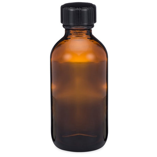 Berlin Packaging 2 oz. Amber Glass Boston Round Bottles with Black Polypropylene Screw Caps (96-Pack) Science & Laboratory White Smoke