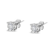 Bids.com .925 Sterling Silver 1/2 Cttw Near Colorless Round Brilliant-Cut Diamond Miracle-Set Stud Earrings (H-I Color, I2-I3 Clarity) Earrings White Smoke White.Sterling Silver / 0.5