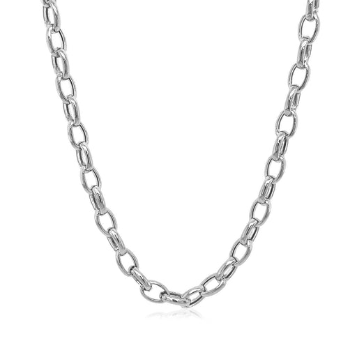 Bids.com 4.6mm 14k White Gold Oval Rolo Chain Necklaces White Smoke 18 / White Gold