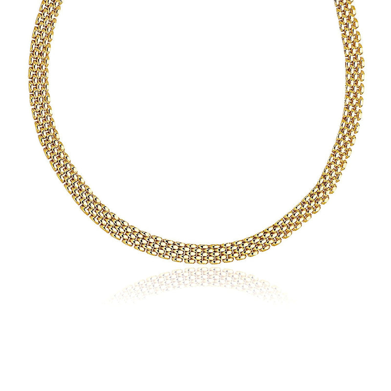 Bids.com 14k Yellow Gold Fancy Polished Multi-Row Panther Link Necklace Necklaces White Smoke 17 / Yellow Gold