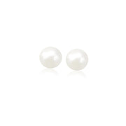 Bids.com 14k Yellow Gold Freshwater Cultured White Pearl Stud Earrings (6.0 mm) Earrings White Smoke Yellow Gold